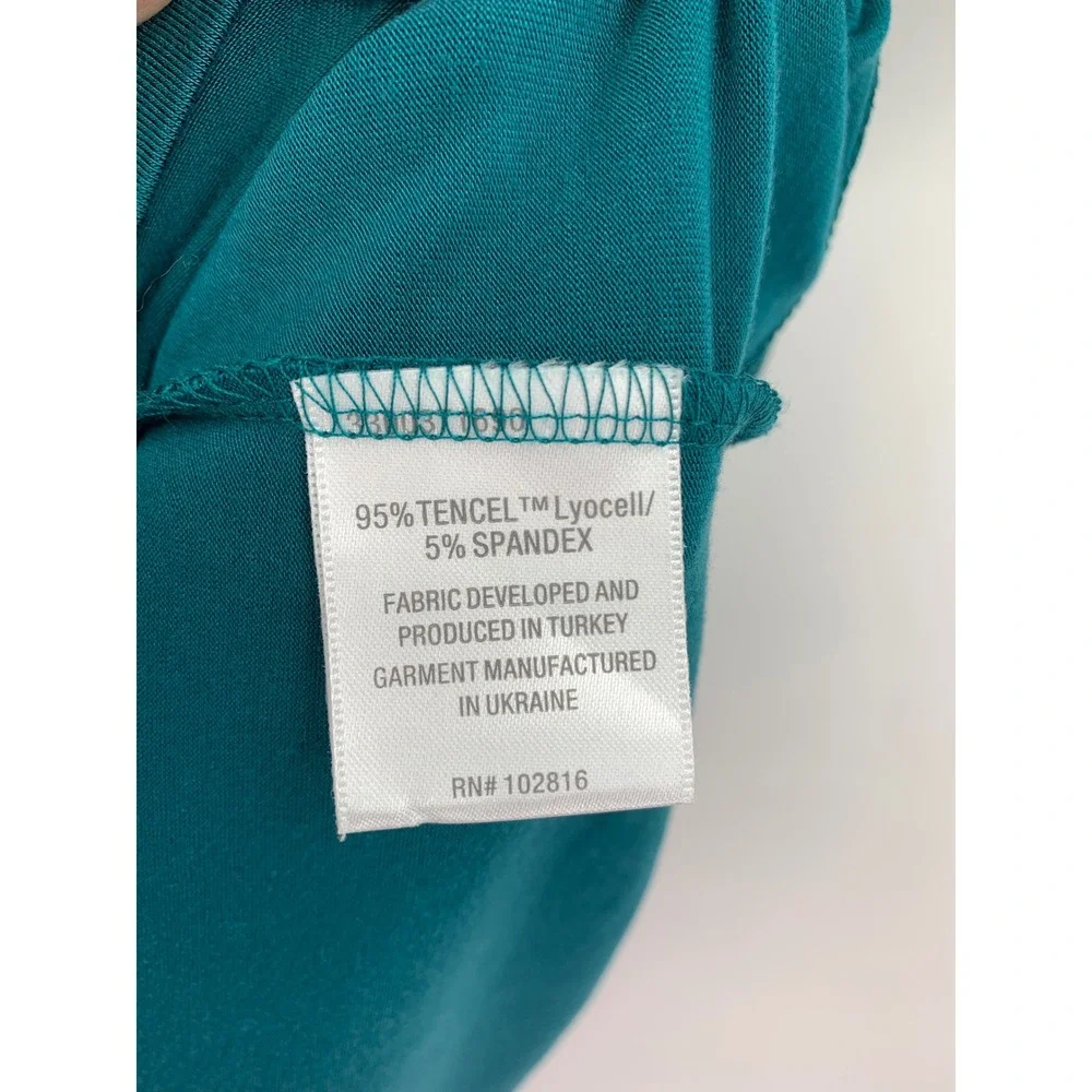 Garnet Hill Dress Womens Large Teal Puff Sleeve Belted Pockets Fall Soft Cozy